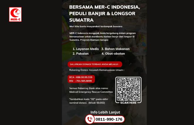 Bersama MER-C Indonesia, Peduli Banjir & Longsor Sumatra