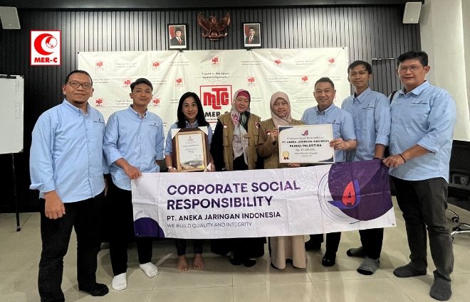 PT Aneka Jaringan Indonesia Salurkan Donasi untuk Palestina melalui MER-C